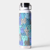 Vele blauw katten met kopervacuüm waterfles (Achterkant)