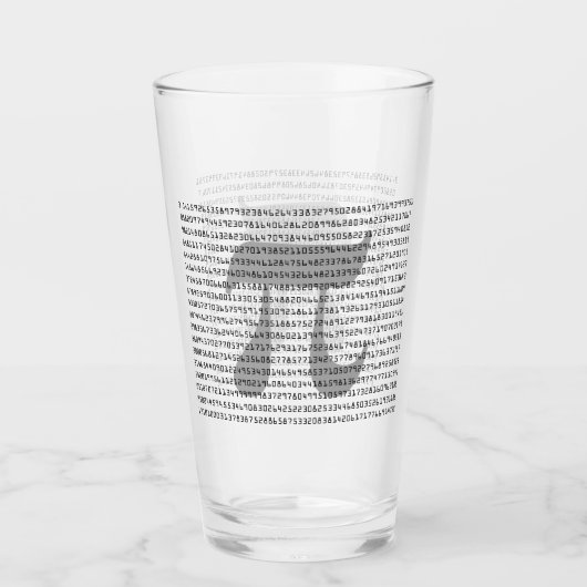 Vele Cijfers van de wiskundige Constante van Pi Glas (Voorkant)