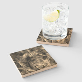 Vele gekromde vierkantjes die met "penseelstreken" stenen onderzetter