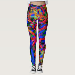 Vele gekromde vierkantjes met kleurrijke 'borstels leggings