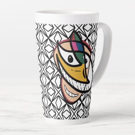 Vele gezichten (optische illusie) latte mok (Rechterhoek)