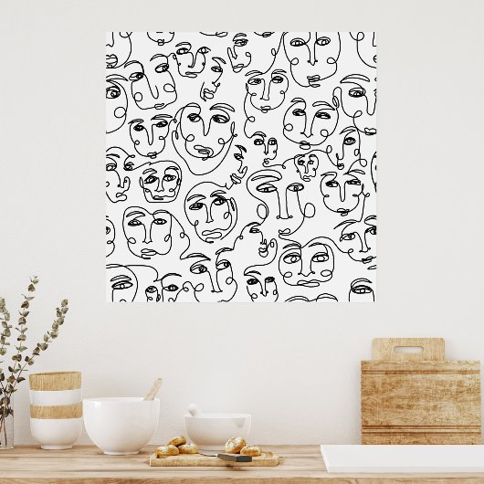 Vele gezichten poster (Keuken)