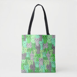Vele Groene Katten Ontwerp Canvas tas