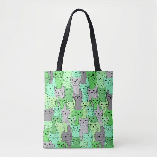 Vele Groene Katten Ontwerp Canvas tas (Voorkant)