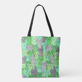 Vele Groene Katten Ontwerp Canvas tas (Achterkant)