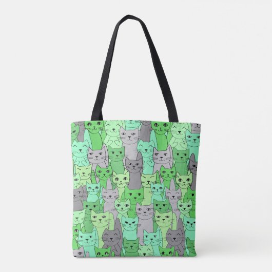 Vele Groene Katten Ontwerp Canvas tas (Achterkant)