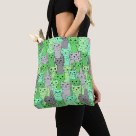 Vele Groene Katten Ontwerp Canvas tas