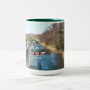 Vele kanaalboten tweekleurige koffiemok