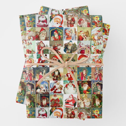 Vele kerstman inpakpapier vel (In situ)