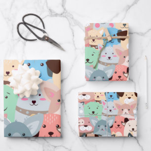 Vele kleurrijke honden inpakpapier vel