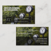 Vele klokken motivatie grijs rechthoekmonogram visitekaartje (Voorkant / Achterkant)