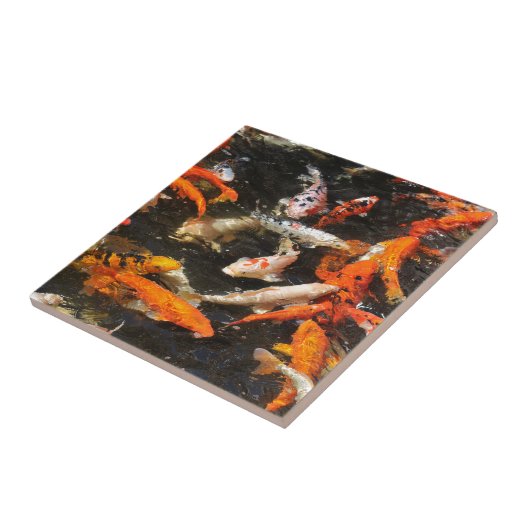 Vele koi carp multicolor tegeltje (Zijkant)