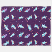 Vele Moods van een Roze, Blauwe, Paarse Unicorn Fleece Deken (Voorkant (Horizontaal))