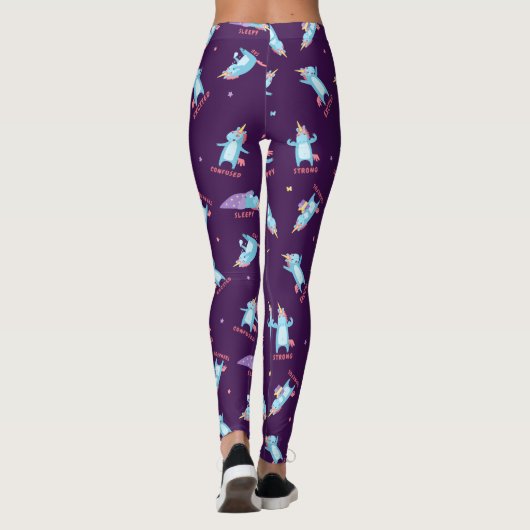 Vele Moods van een Roze, Blauwe, Paarse Unicorn Leggings (Achterkant)