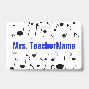 Vele Musical Notes Pattern + Custom Teacher Name Badge