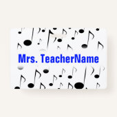 Vele Musical Notes Pattern + Custom Teacher Name Badge (Achterkant)