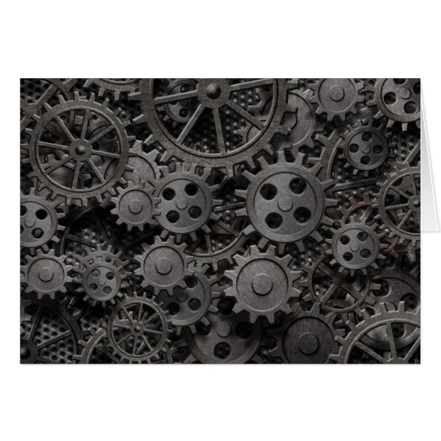 Vele oude roestmetalen tandwielen of machineonderd (Voorkant Horizontaal)