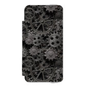 Vele oude roestmetalen tandwielen of machineonderd incipio iPhone portemonnee hoesje (Voorkant Agenda)