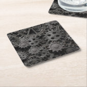 Vele oude roestmetalen tandwielen of machineonderd kartonnen onderzetters (Schuin)