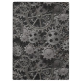 Vele oude roestmetalen tandwielen of machineonderd klembord (Achterkant)