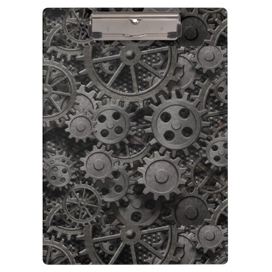 Vele oude roestmetalen tandwielen of machineonderd klembord (Voorkant)