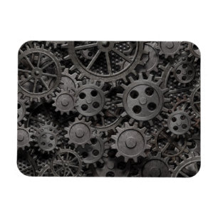 Vele oude roestmetalen tandwielen of machineonderd magneet