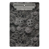 Vele oude roestmetalen tandwielen of machineonderd mini klembord (Voorkant)