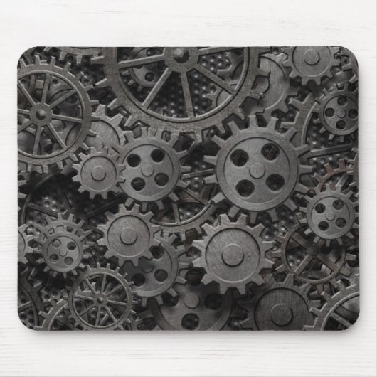 Vele oude roestmetalen tandwielen of machineonderd muismat (Voorkant)
