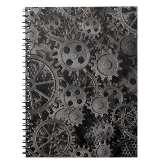 Vele oude roestmetalen tandwielen of machineonderd notitieboek (Voorkant)