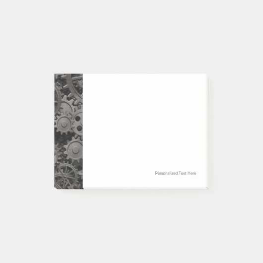 Vele oude roestmetalen tandwielen of machineonderd post-it® notes (Voorkant)