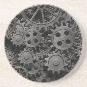 Vele oude roestmetalen tandwielen of machineonderd zandsteen onderzetter