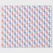 Vele rode en blauwe rode, schone Muzieksymbolen Cadeaupapier (Vlak)