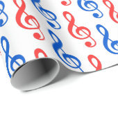 Vele rode en blauwe rode, schone Muzieksymbolen Cadeaupapier (Rol Hoek)