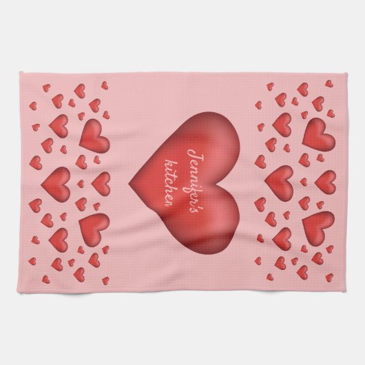 Vele rode harten met de Tekst van de Douane Theedoek (Horizontaal)