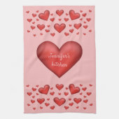 Vele rode harten met de Tekst van de Douane Theedoek (Verticaal)