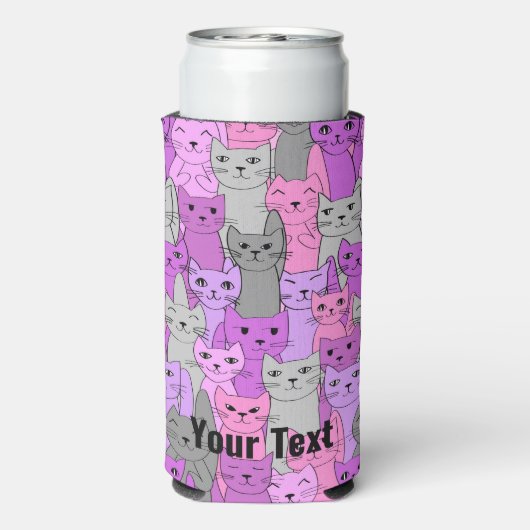Vele roze Paarse katten Ontwerp Seltzer Koelbox Seltzer Blikjeskoeler (Seltzer Achterkant)