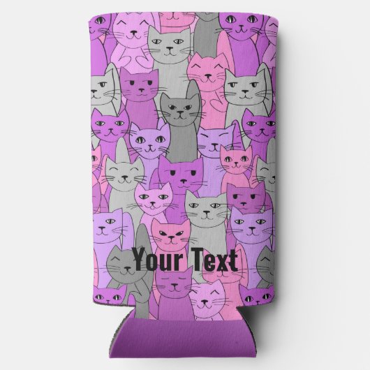 Vele roze Paarse katten Ontwerp Seltzer Koelbox Seltzer Blikjeskoeler (Achterkant)