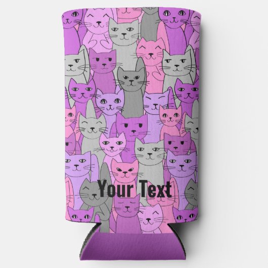 Vele roze Paarse katten Ontwerp Seltzer Koelbox Seltzer Blikjeskoeler (Voorkant)