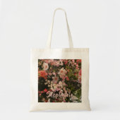 Vele Roze Witte Bloemen Floral Persoonlijke Naam Tote Bag (Voorkant)
