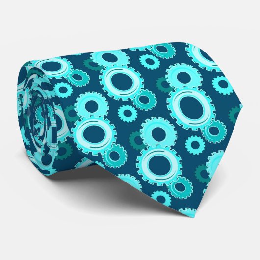 Vele tinten van Blauwgroen op blauw Stropdas (Opgerold)