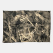 Vele verdraaide vierkantjes die met "penseelstreke theedoek (Horizontaal)