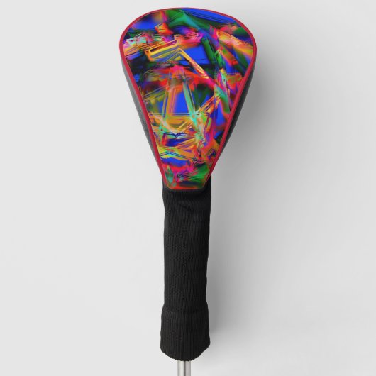 Vele verdraaide vierkantjes met kleurige "penseels golfheadcover (Voorkant)