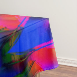 Vele verdraaide vierkantjes met kleurige "penseels tafelkleed