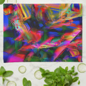 Vele verdraaide vierkantjes met kleurige "penseels theedoek (Gevouwen)