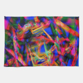 Vele verdraaide vierkantjes met kleurige "penseels theedoek (Horizontaal)