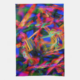 Vele verdraaide vierkantjes met kleurige "penseels theedoek