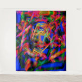 Vele verdraaide vierkantjes met kleurige "penseels wandkleed (Voorkant)