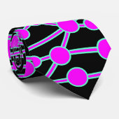 Vele Wegen II Magenta & Turquoise op Zwart Stropdas (Opgerold)