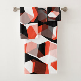 Vele zeshoeken met verkleurde delen, in lichtrood bad handdoek