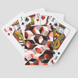 Vele zeshoeken met verkleurde delen, in lichtrood pokerkaarten